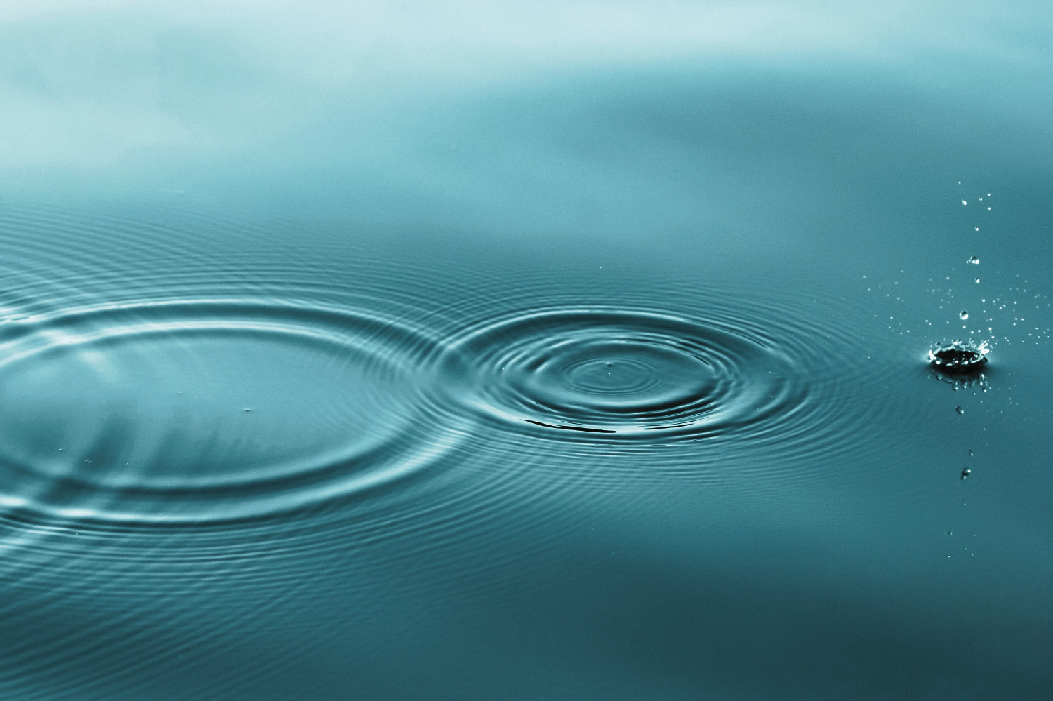 Three overlapping ripples in water